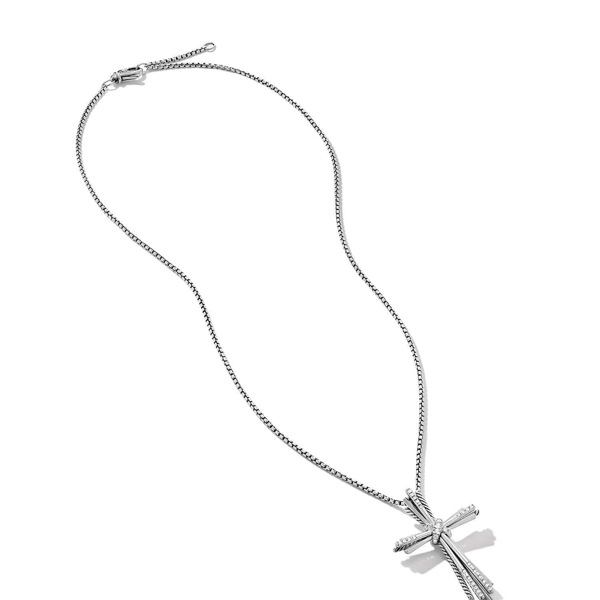 Angelika Cross Necklace with Pavé Diamonds, Sterling Silver, Long's Jewelers