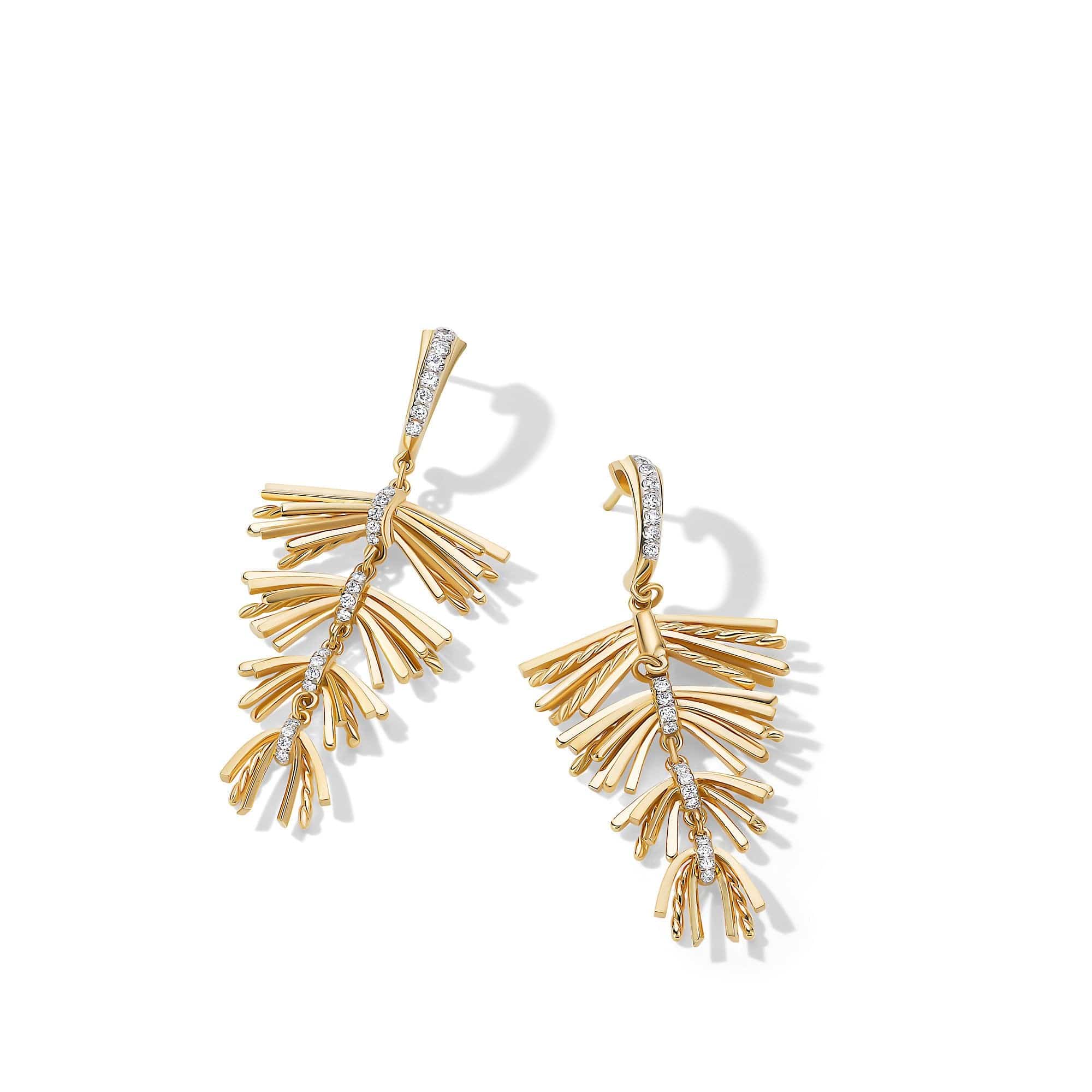 Angelika Fringe Drop Earrings in 18K Yellow Gold with Pavé Diamonds, Yellow Gold, Long's Jewelers