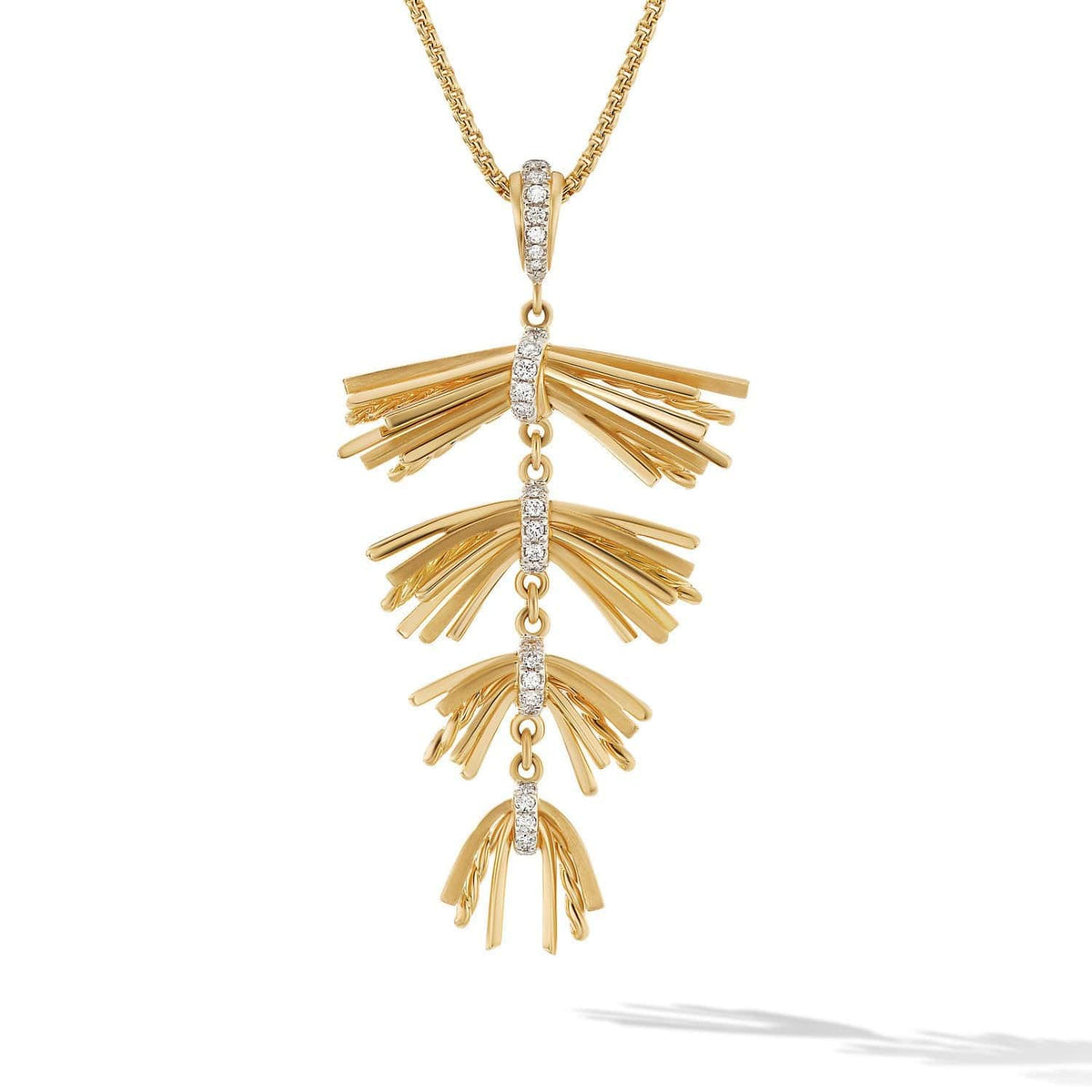 Angelika Fringe Pendant Necklace in 18K Yellow Gold with Pavé Diamonds, Yellow Gold, Long's Jewelers
