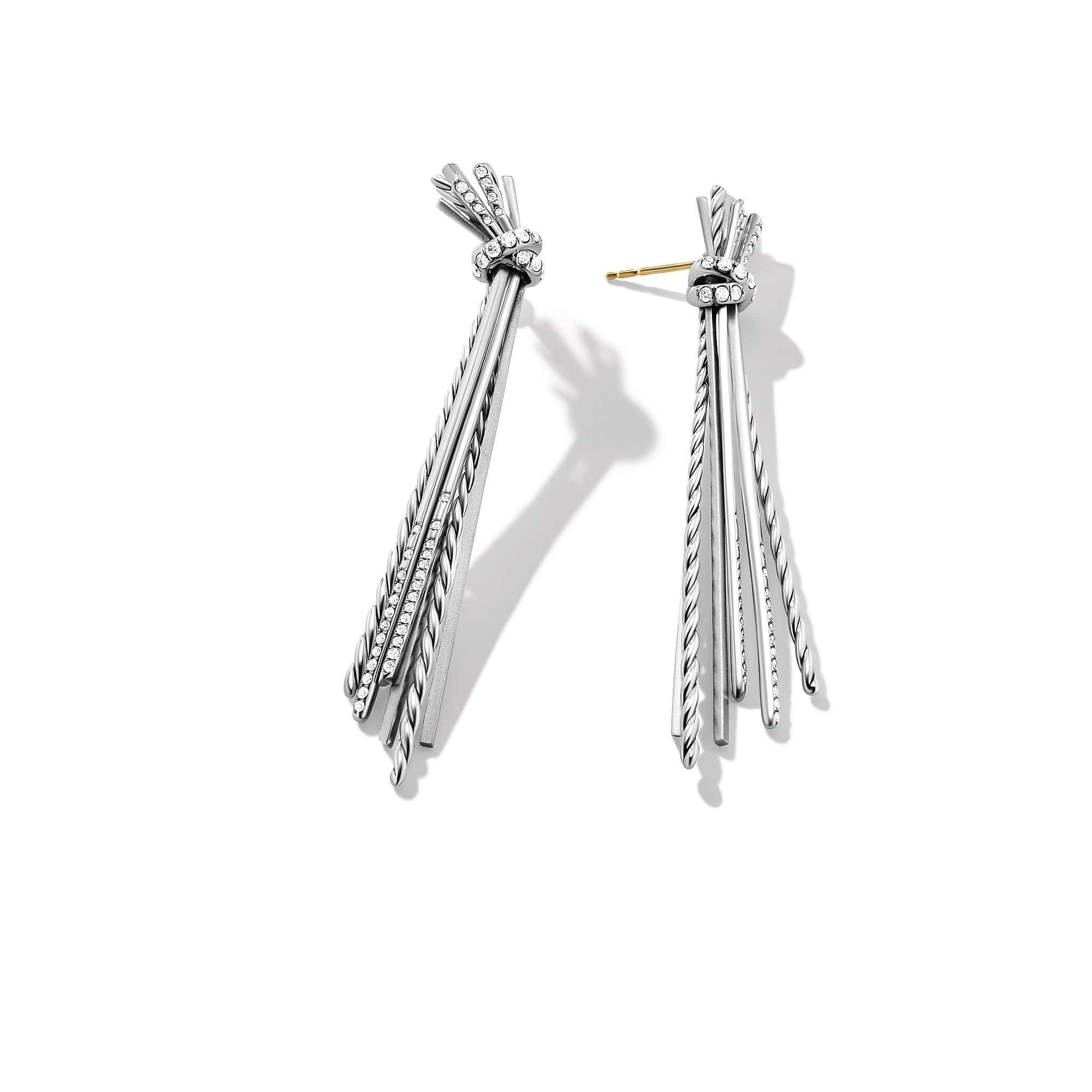 Angelika Long Drop Earrings with Pavé Diamonds, Sterling Silver, Long's Jewelers