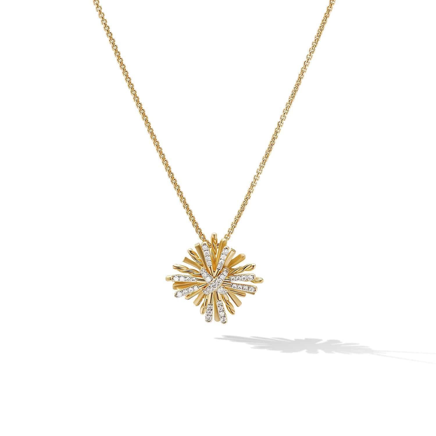 Angelika Maltese Pendant Necklace in 18K Yellow Gold with Pavé Diamonds, Yellow Gold, Long's Jewelers