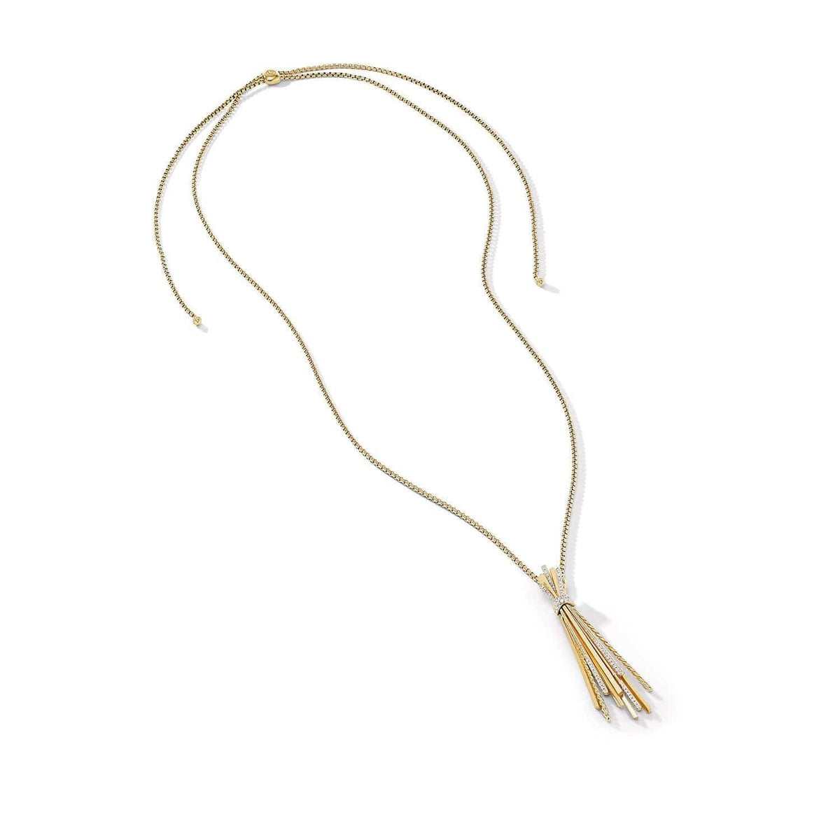 Angelika Y Slider Necklace in 18K Yellow Gold with Pavé Diamonds