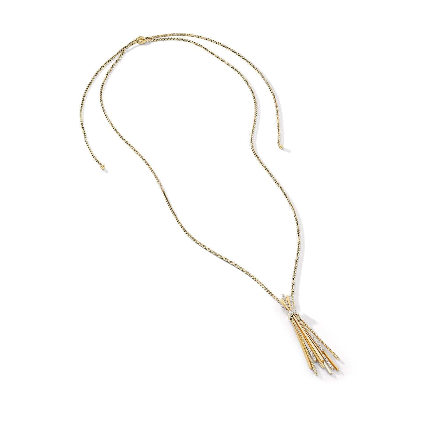 Angelika Y Slider Necklace in 18K Yellow Gold with Pavé Diamonds