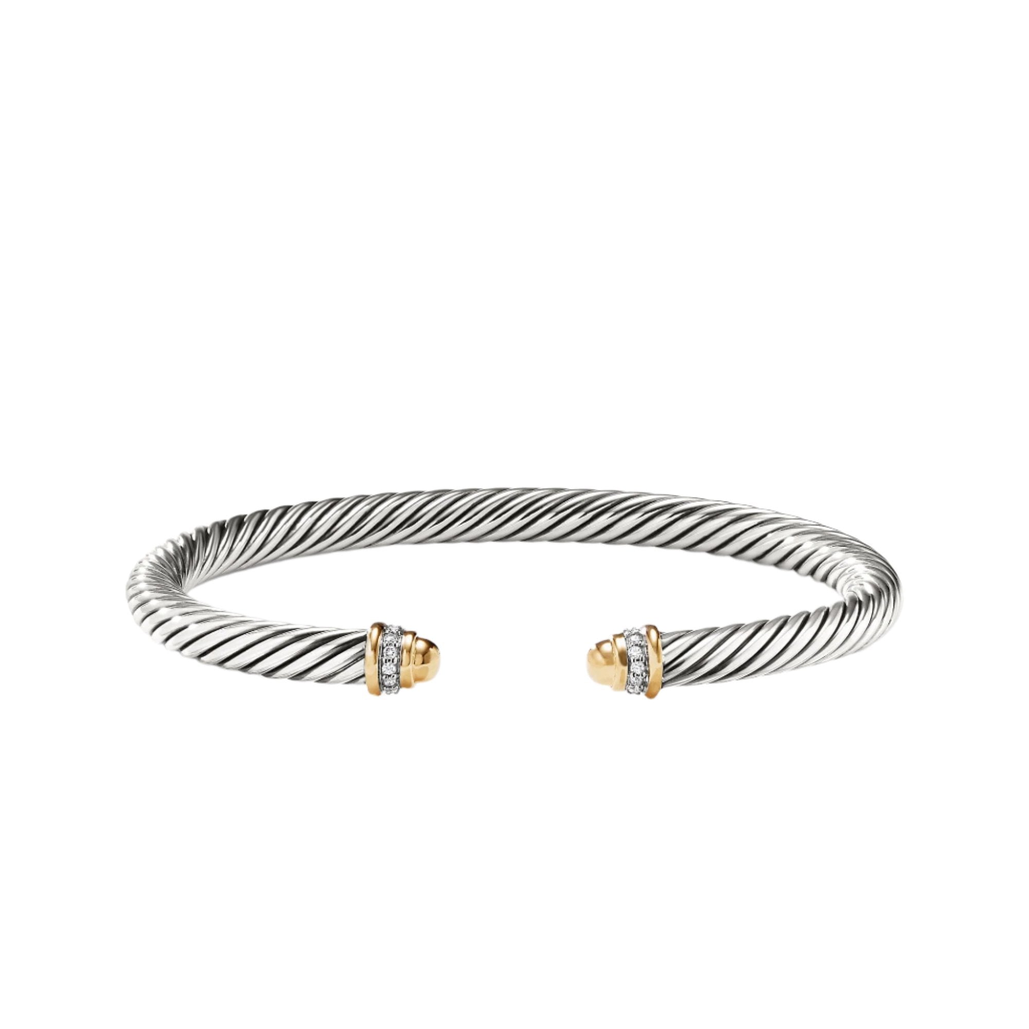 Cable Classics Bracelet with Gold Domes and Diamonds