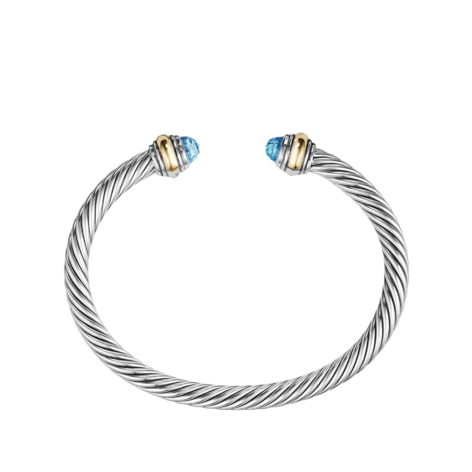Cable Classic Bracelet with Blue Topaz and Gold