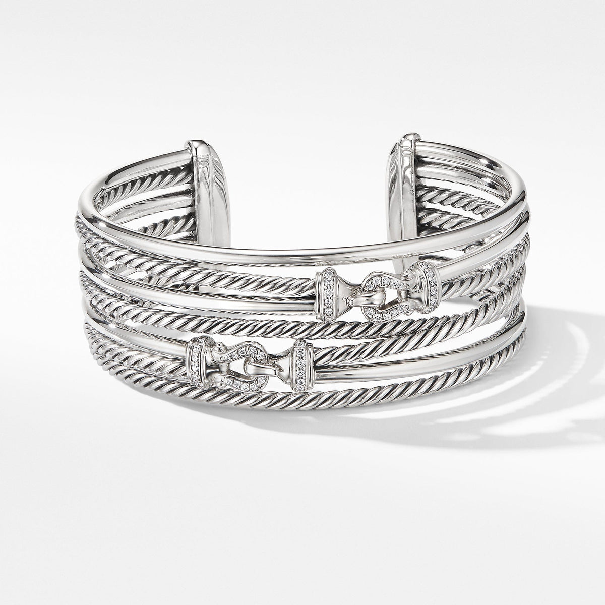 Buckle Crossover Cuff Bracelet with Diamonds