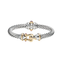 Cable Buckle Bracelet with 18K Yellow Gold and Rhodolite Garnet