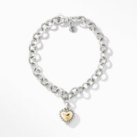 Cable Cookie Classic Heart Charm Bracelet with 18K Yellow Gold