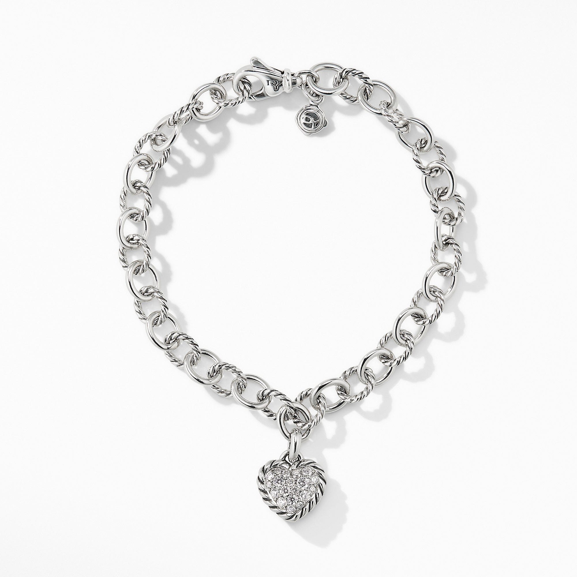 Cable Cookie Classic Heart Charm Bracelet with Diamonds