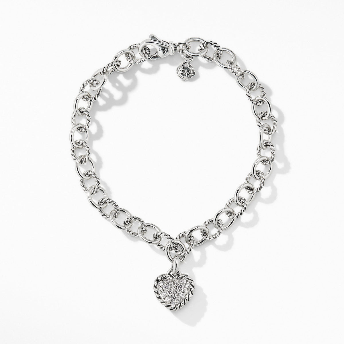 Cable Cookie Classic Heart Charm Bracelet with Diamonds