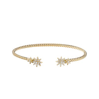 Petite Starburst Open Cable Bracelet in 18K Yellow Gold with Pavé Diamonds