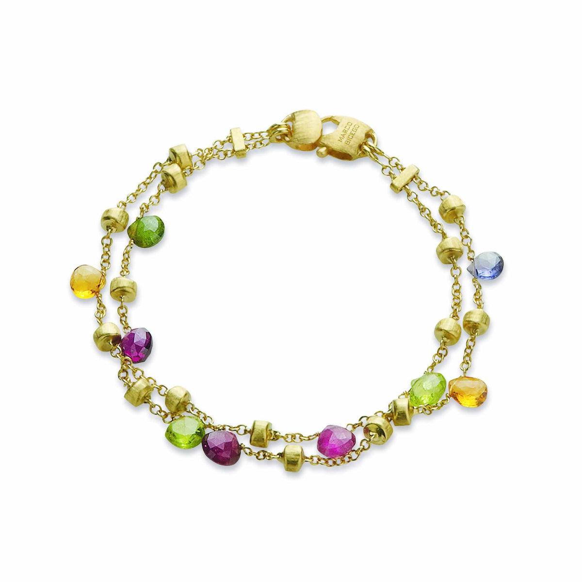 Marco Bicego Paradise 18K Yellow Gold Two Row Mixed Stone Bracelet