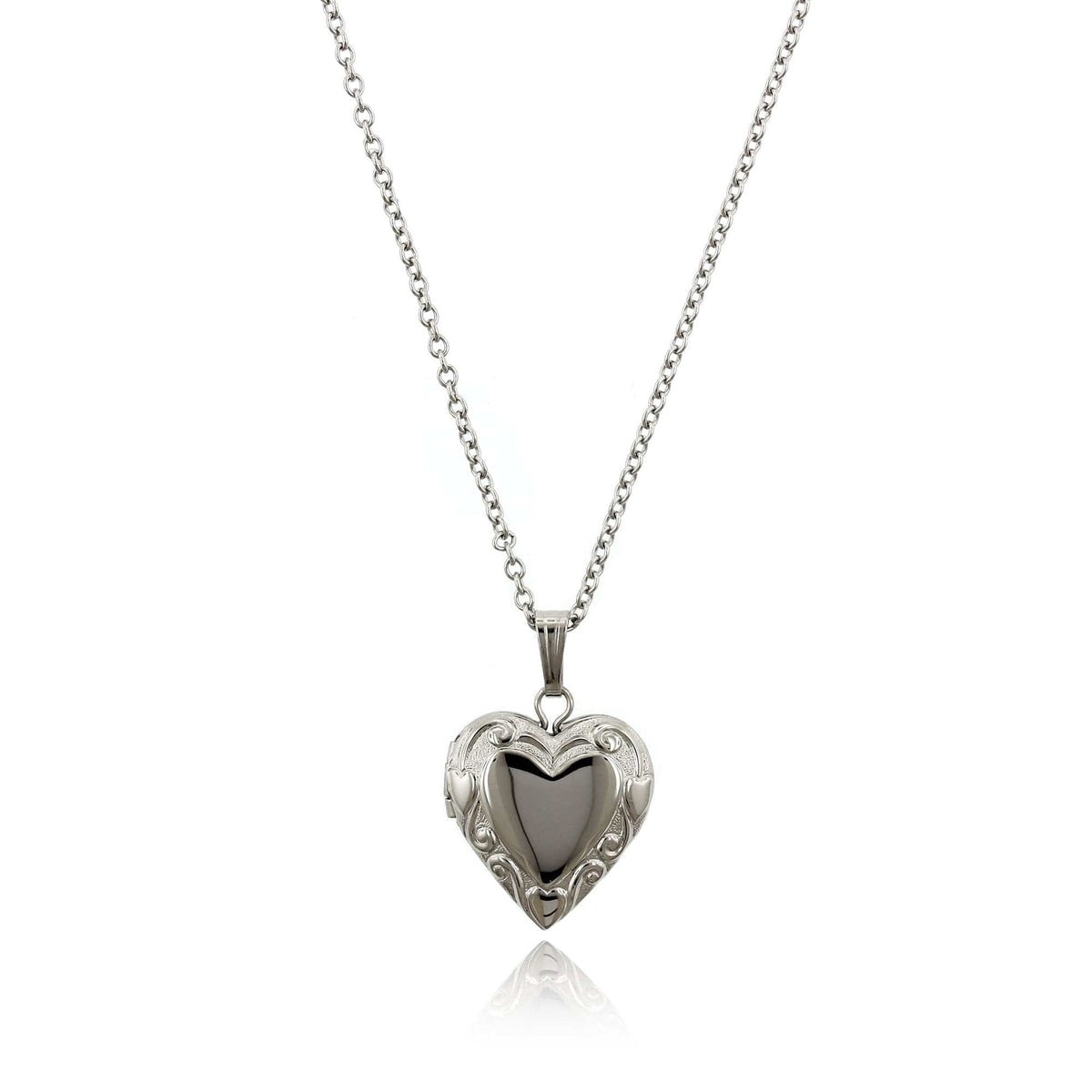 Sterling Silver Child's Floral Heart Locket Necklace