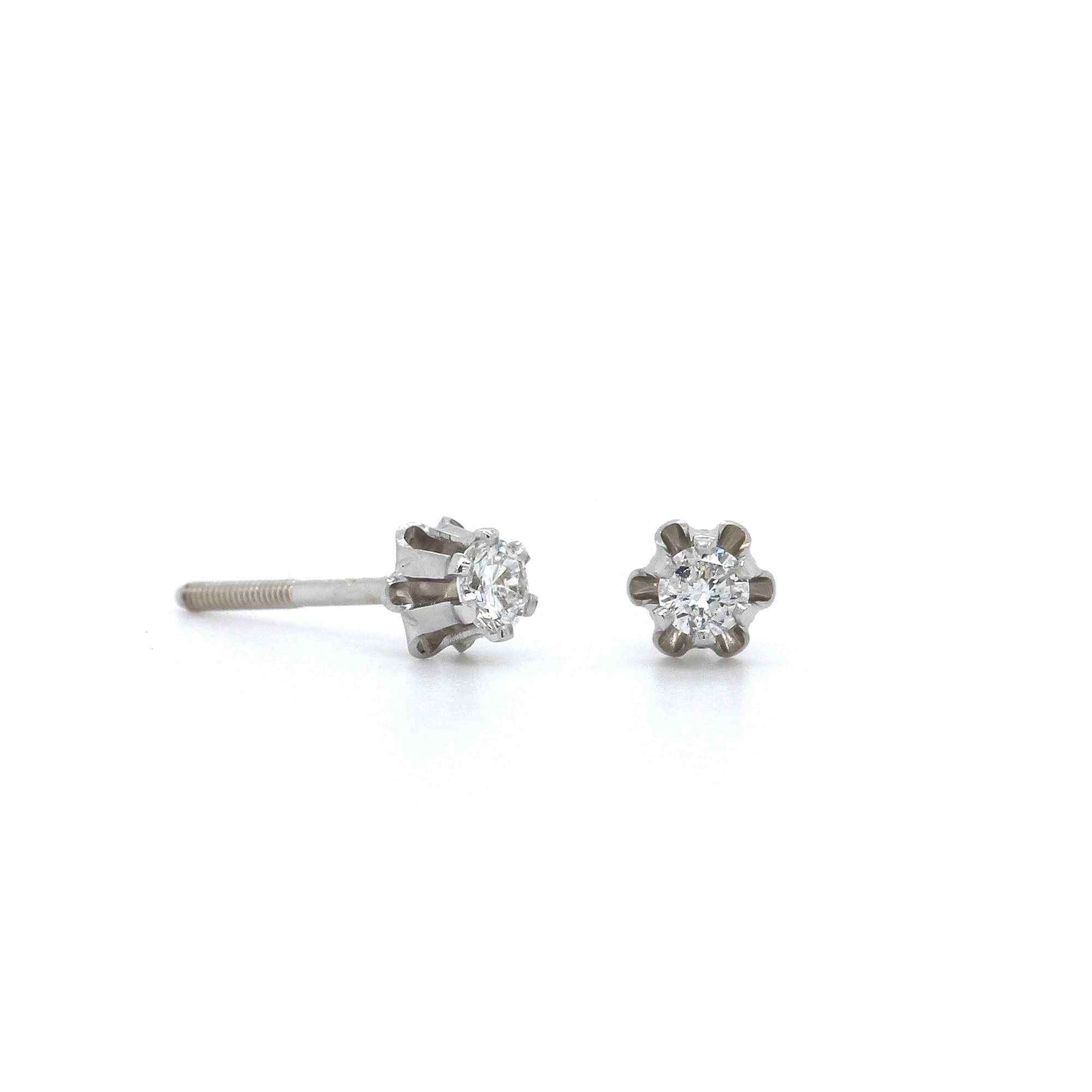 14K White Gold Child's Diamond Stud Earrings
