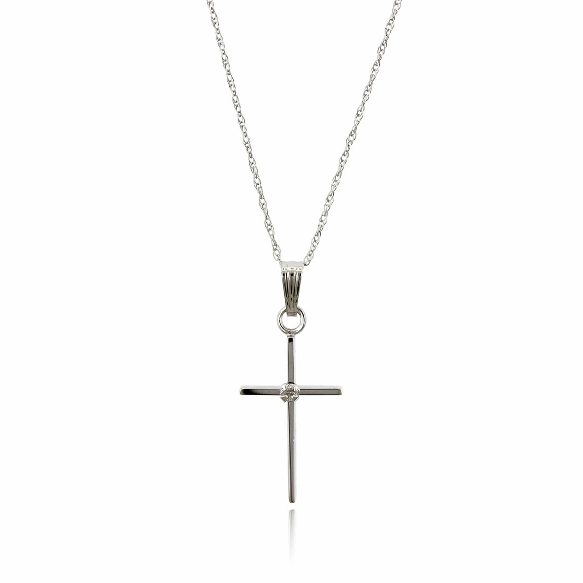 14K White Gold Child's Cross Necklace
