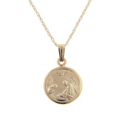 14K Child's Yellow Gold Guardian Angel Medal