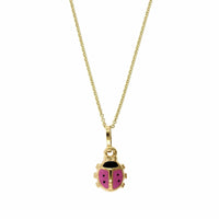 14K Yellow Gold Pink Ladybug Pendant
