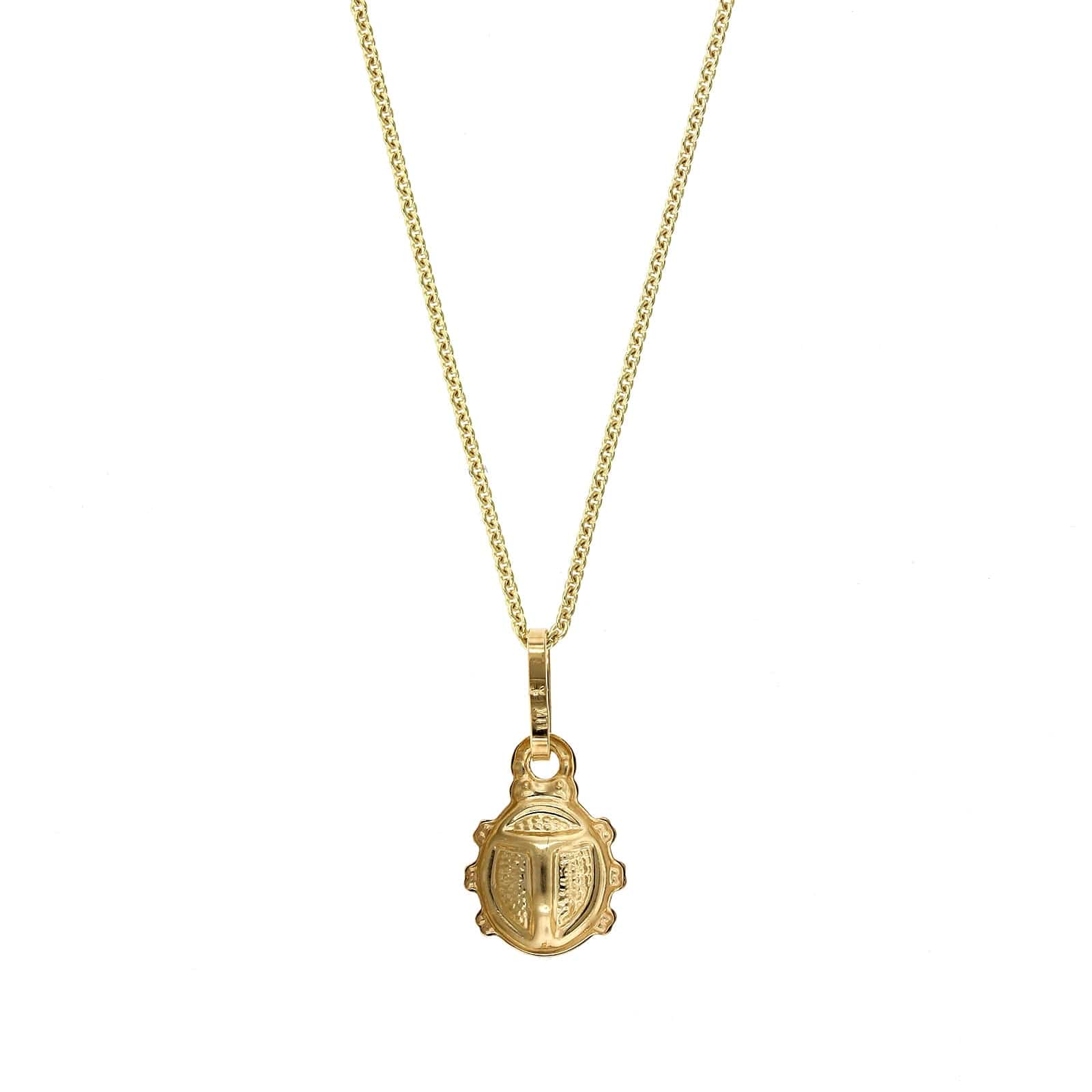 14K Yellow Gold Pink Ladybug Pendant