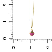 14K Yellow Gold Pink Ladybug Pendant