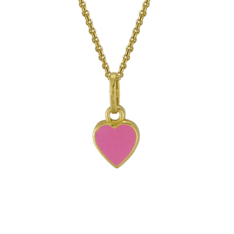 14K Yellow Gold Pink Heart Pendant