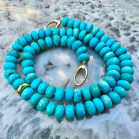 18K Yellow Gold Turquoise Bead Necklace