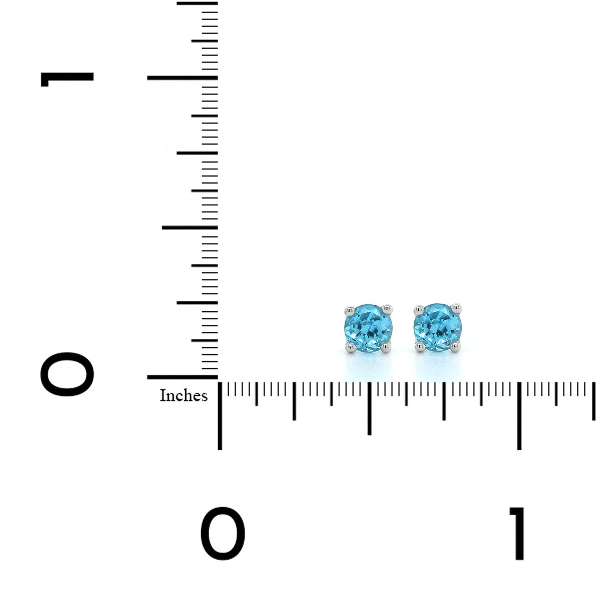 14K White Gold Round Blue Topaz Stud Earrings
