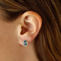 14K Yellow Gold Blue Topaz Earrings