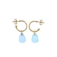 14K Yellow Gold Blue Topaz Drop Earrings