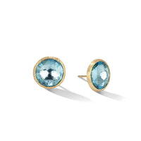 Jaipur 18K Yellow Gold Blue Topaz Bezel Stud Earrings