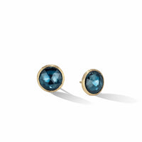 Jaipur 18K Yellow Gold London Blue Topaz Bezel Stud Earrings