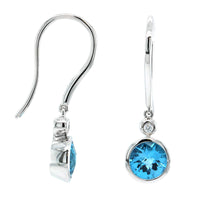 14K White Gold Blue Topaz Drop Earrings