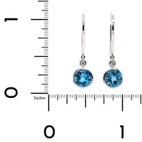 14K White Gold Blue Topaz Drop Earrings