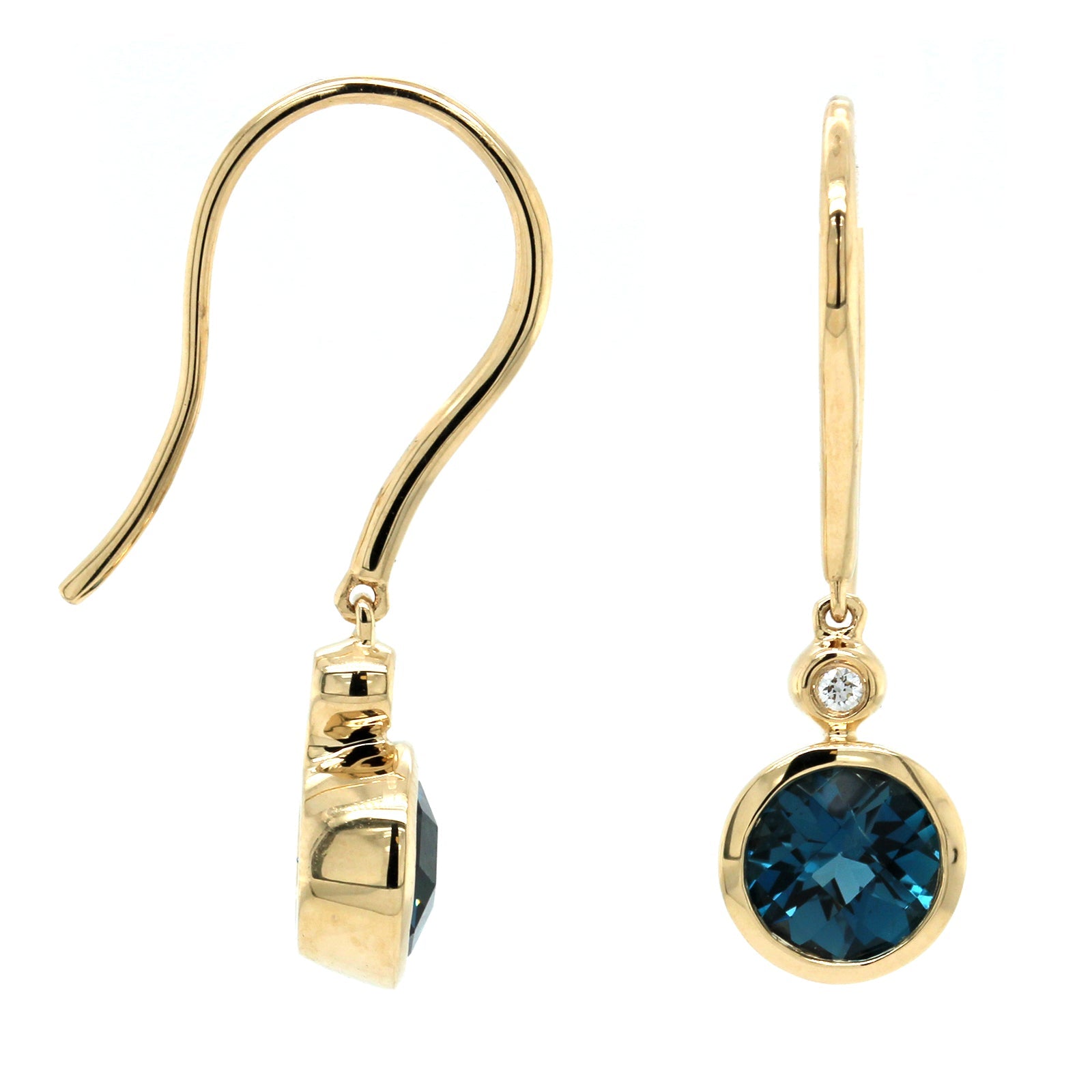 14K Yellow Gold Blue Topaz Drop Earrings, 14k yellow gold, Long's Jewelers