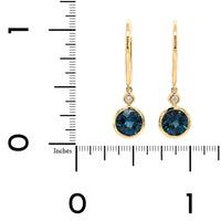 14K Yellow Gold Blue Topaz Drop Earrings, 14k yellow gold, Long's Jewelers