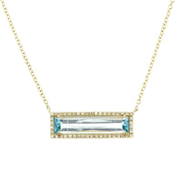 14K Yellow Gold Blue Topaz Diamond Necklace