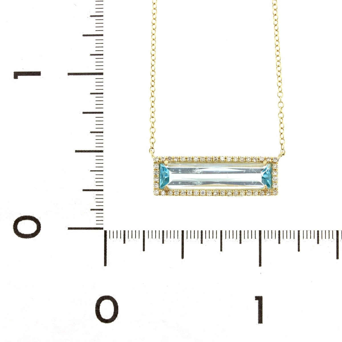 14K Yellow Gold Blue Topaz Diamond Necklace