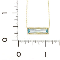 14K Yellow Gold Blue Topaz Diamond Necklace