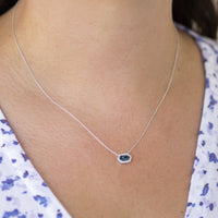 14K White Gold Blue Topaz Diamond Necklace