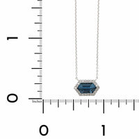 14K White Gold Blue Topaz Diamond Necklace