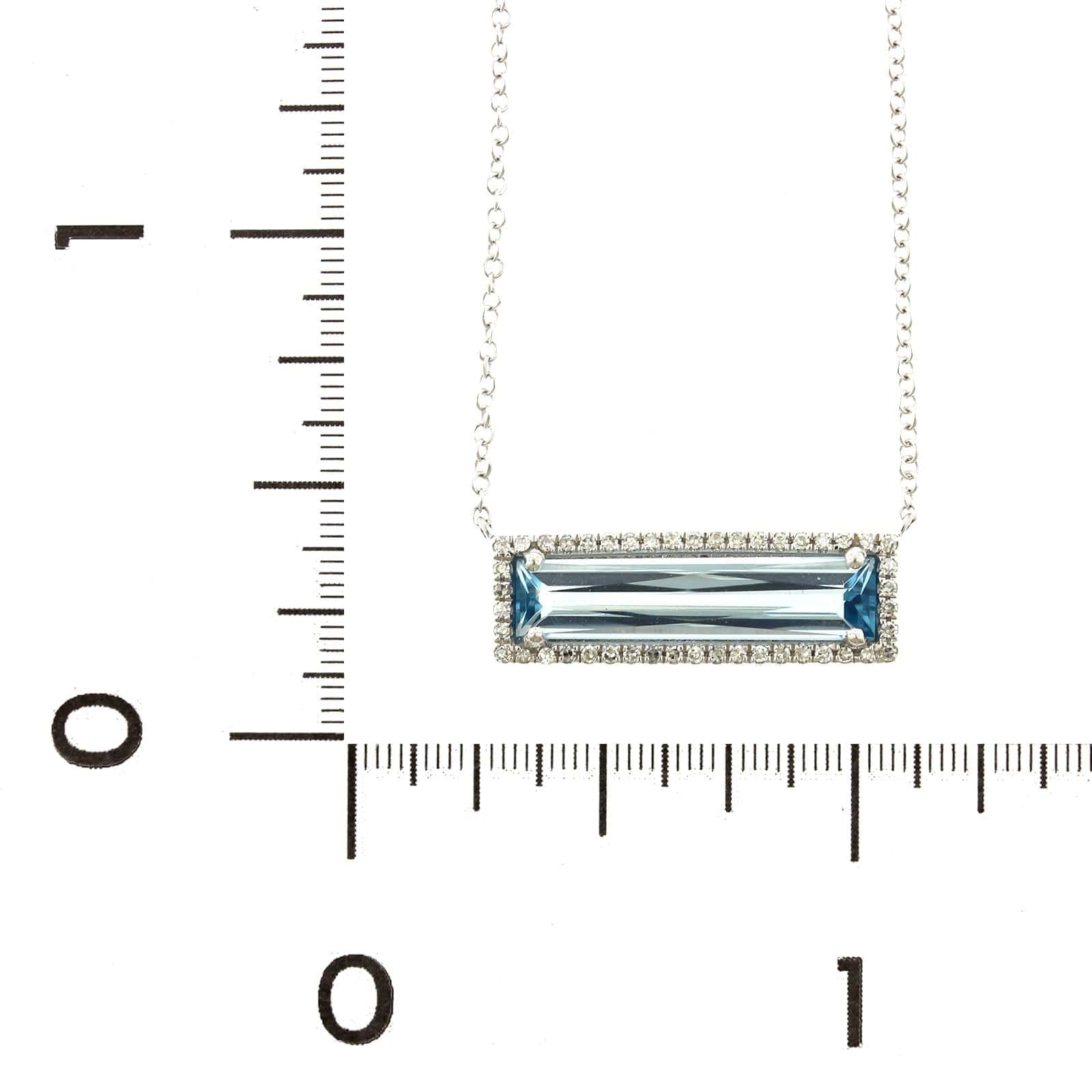 14K White Gold Blue Topaz Diamond Necklace