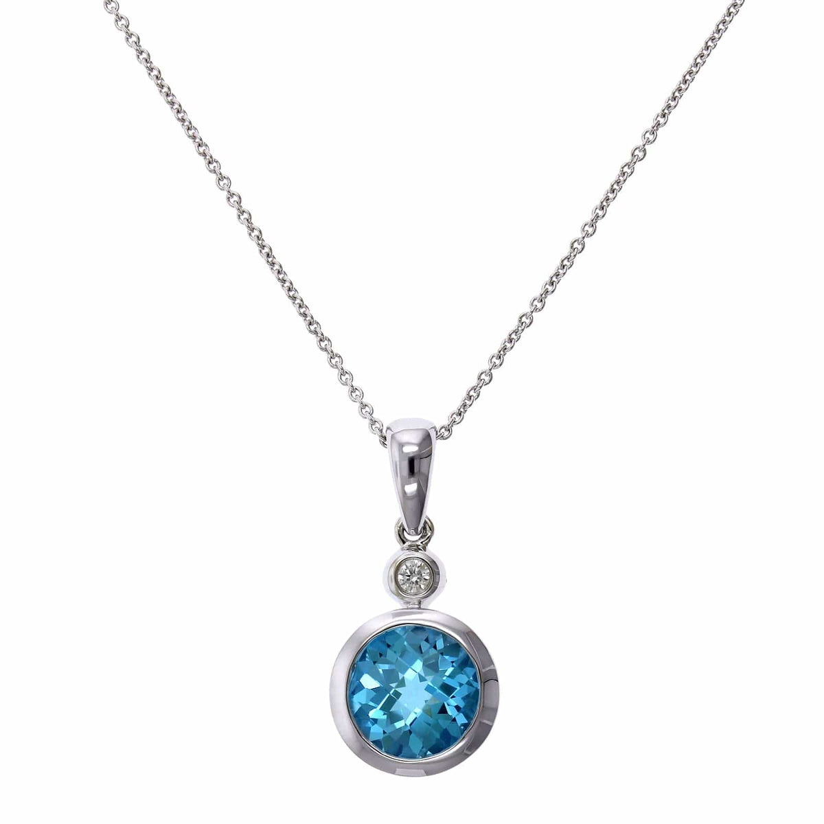 14K White Gold Blue Topaz Pendant, 14k white gold, Long's Jewelers