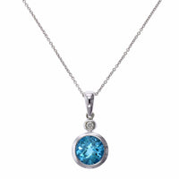14K White Gold Blue Topaz Pendant, 14k white gold, Long's Jewelers