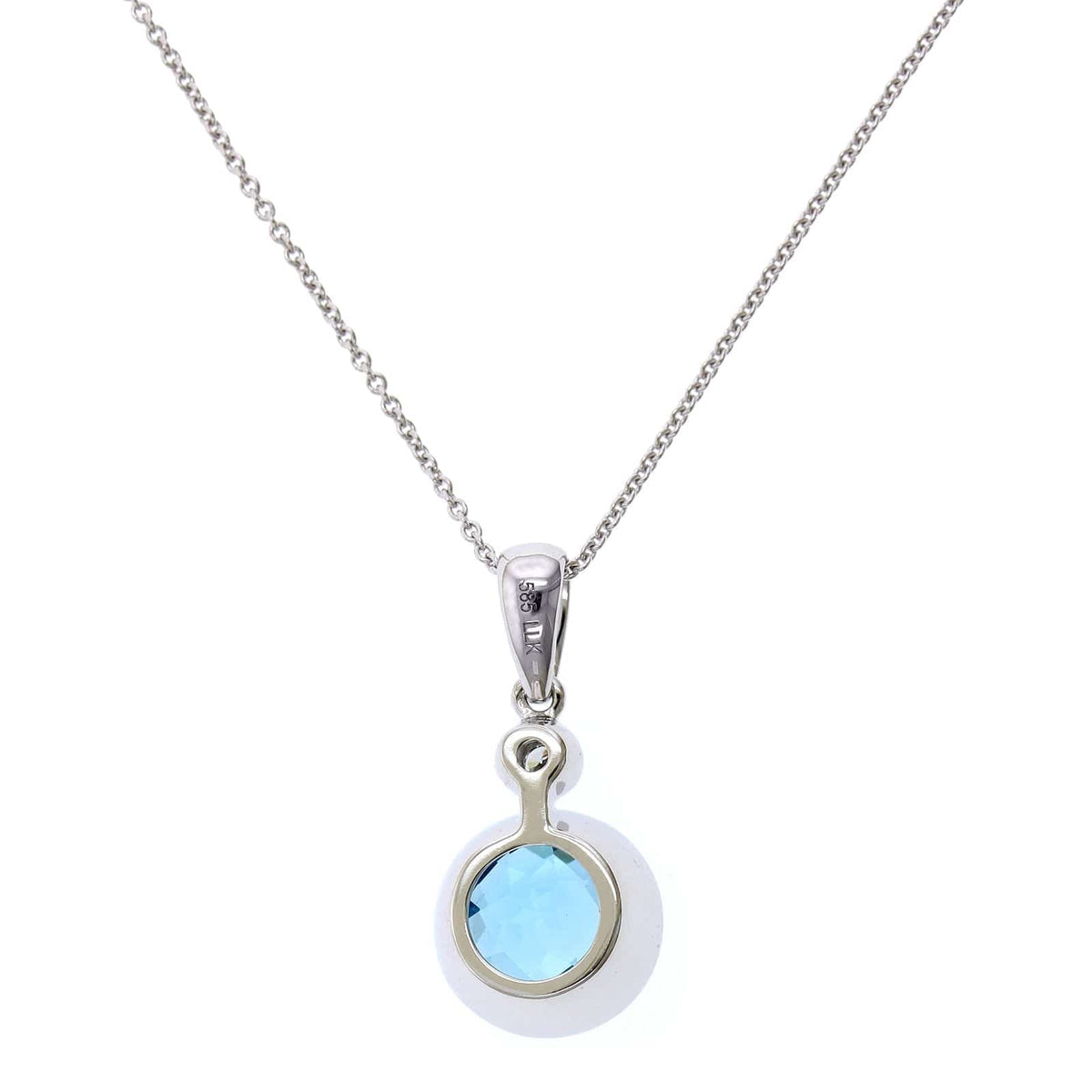 14K White Gold Blue Topaz Pendant, 14k white gold, Long's Jewelers