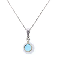 14K White Gold Blue Topaz Pendant, 14k white gold, Long's Jewelers