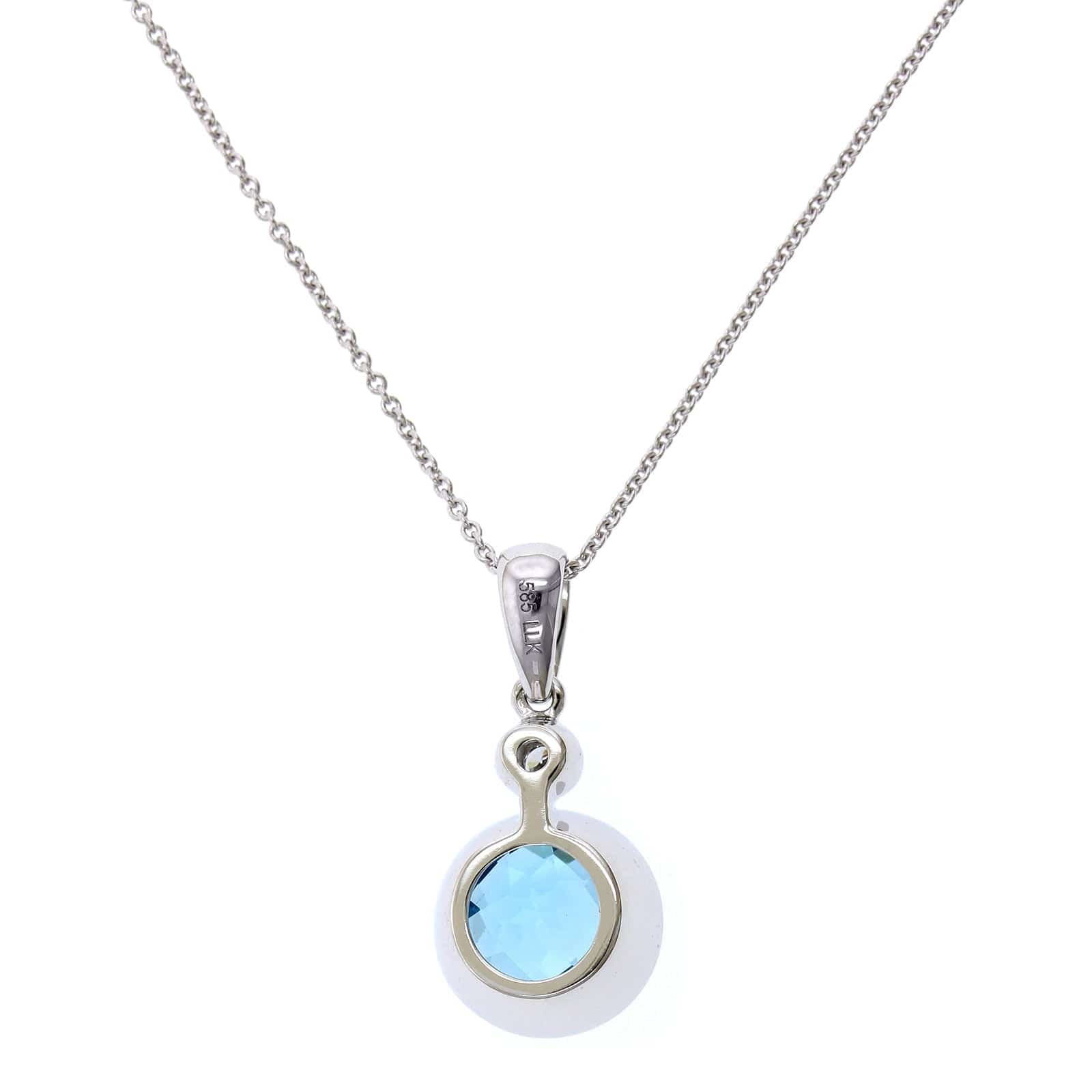14K White Gold Blue Topaz Pendant, 14k white gold, Long's Jewelers
