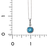 14K White Gold Blue Topaz Pendant, 14k white gold, Long's Jewelers