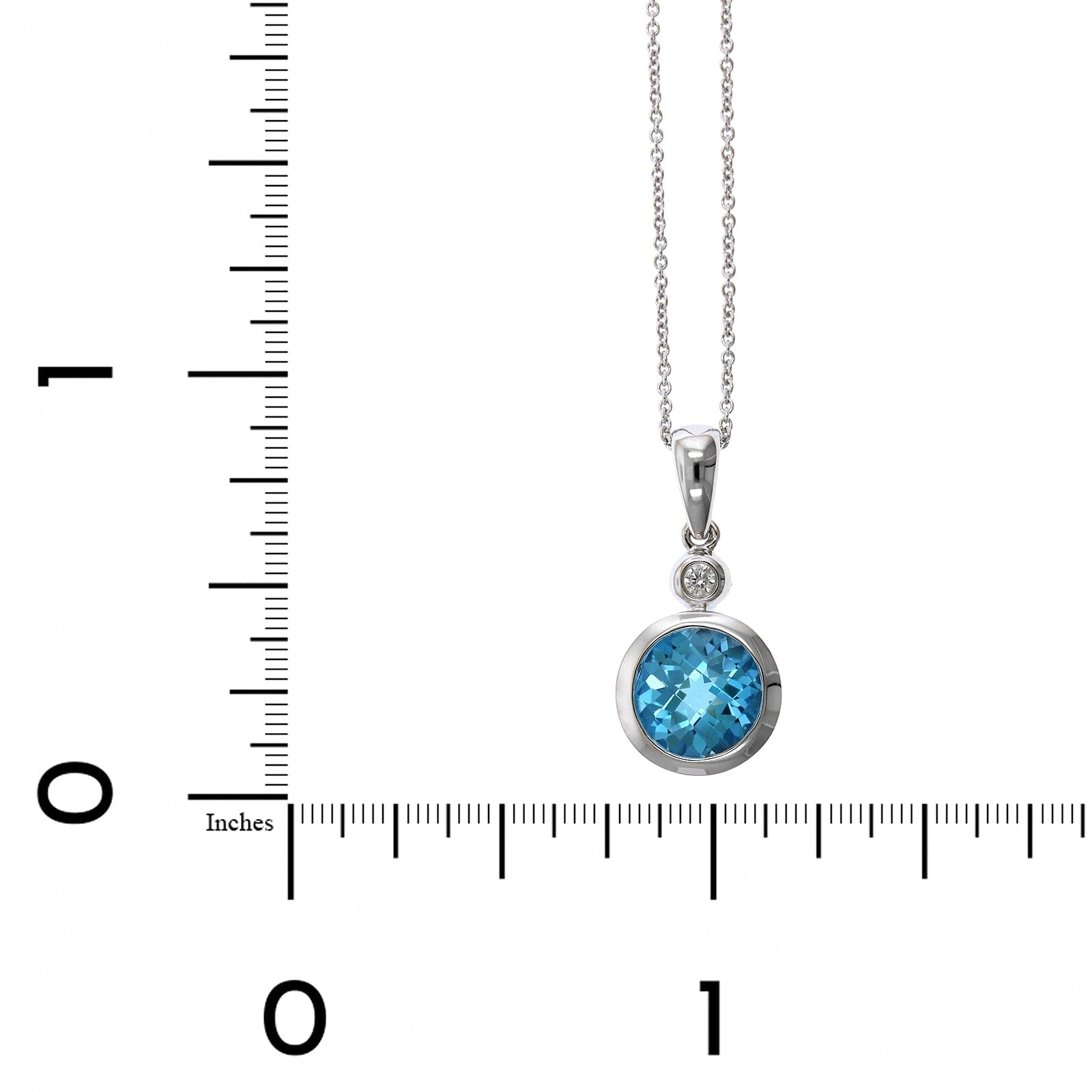 14K White Gold Blue Topaz Pendant, 14k white gold, Long's Jewelers