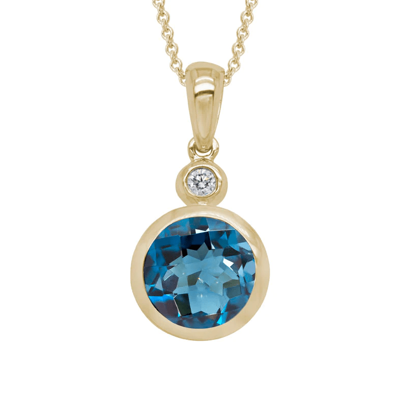 14K Yellow Gold Blue Topaz Pendant, 14k yellow gold, Long's Jewelers