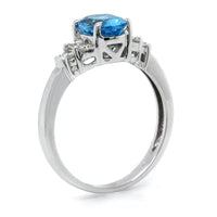 14K White Gold Blue Topaz Ring
