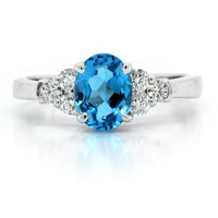 14K White Gold Blue Topaz Ring